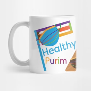 Colorful healthy Purim greeting Mug